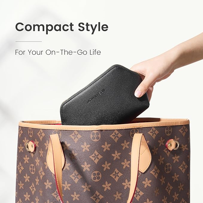 ROWNYEON Small Makeup Bag for Purse, Mini Portable Cosmetic Bags for Women, PU Leather Coin Purse Lipstick Cosmetic Accessories Organizer, Travel Makeup Pouch Zipper Pouch for Men Women