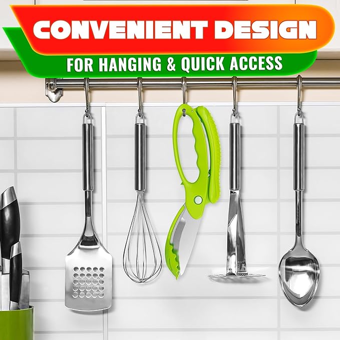 Salad Scissors for Chopped Salad - Effortless Double-Blade Chopping in Bowl, No Knife or Cutting Board Needed - 8.9" Stainless Steel Vegetable Scissors, Safety Lock, Lettuce Cutter Tool for Veggies