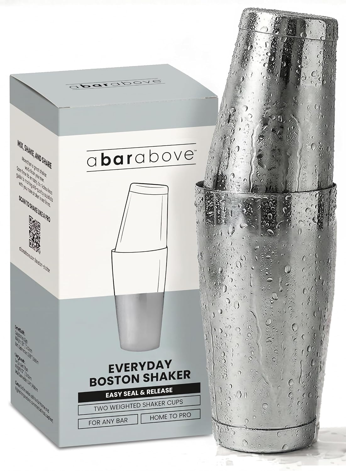 Professional Boston Shakers Set 18 oz Weighted Stainless Steel Cocktail Shaker Set for Bartenders, Premium 304 Steel Bar Shaker, Essential Bartending Tools for Mixing Drinks
