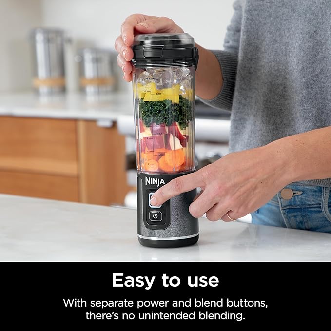 Ninja Blast Portable Blender, Cordless, 18oz. Vessel, Personal Blender for Shakes & Smoothies, BPA Free, Leakproof Lid & Sip Spout, USB-C Rechargeable,NAVY/SILVER, BC1555NV (Renewed)