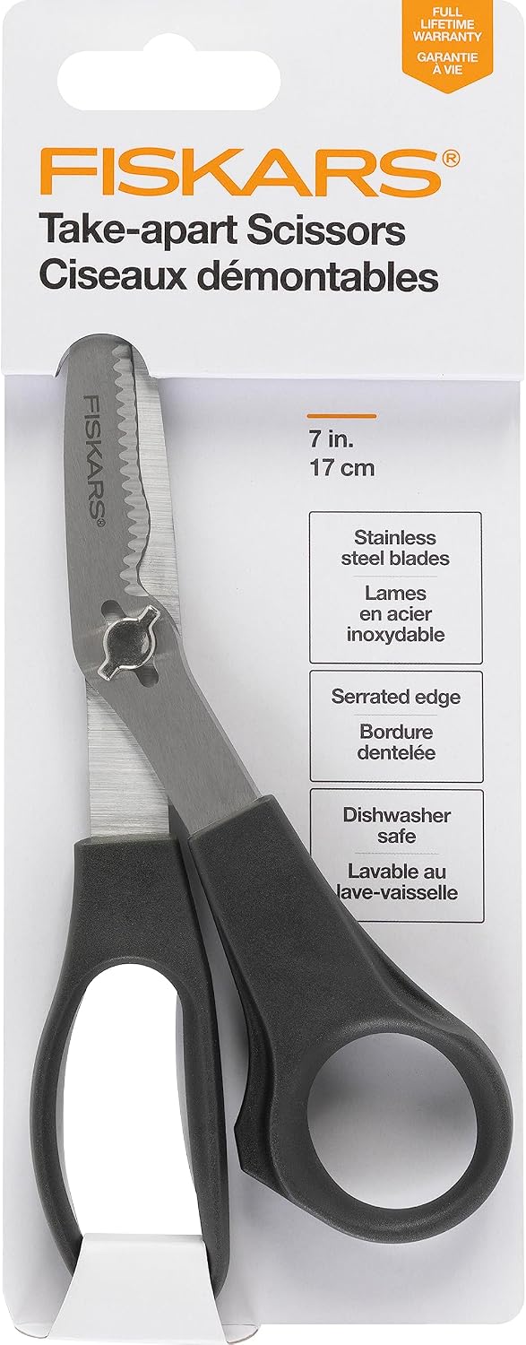 Fiskars 7" Everyday Take-Apart Shears, Multipurpose Scissors, Gray