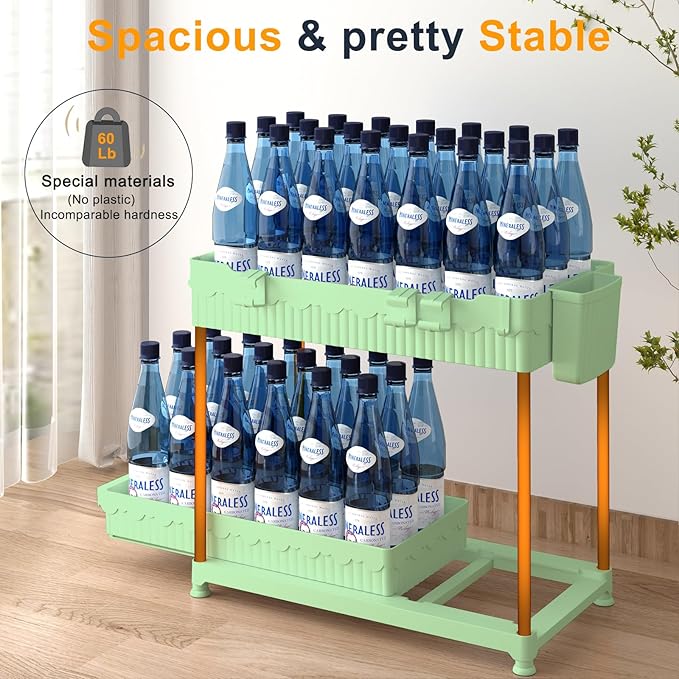 Sevenblue 3 Pack Under Sink Organizers, 2-Tier Multi-Use Kitchen and Bathroom Organizers and Storage with Sliding Drawers，Bathroom Cabinet Organizer (Green, 12.8 Inch)