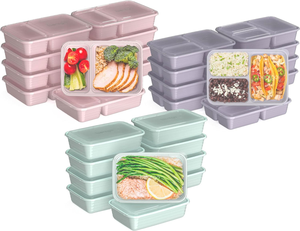 Prep Meal Prep Kit, 1, 2 & 3-Compartment Containers, 60 Piece Set