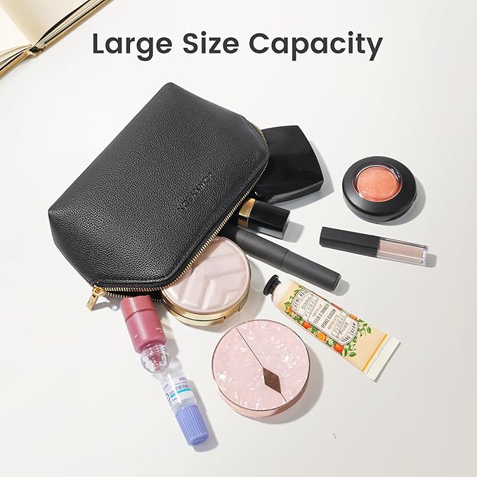 ROWNYEON Small Makeup Bag for Purse, Mini Portable Cosmetic Bags for Women, PU Leather Coin Purse Lipstick Cosmetic Accessories Organizer, Travel Makeup Pouch Zipper Pouch for Men Women