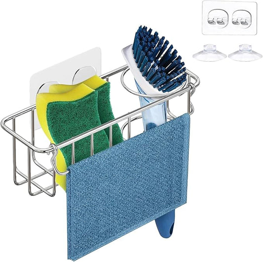 RustProof Sponge Holder Caddy for Kitchen, Stainless Steel Organizer