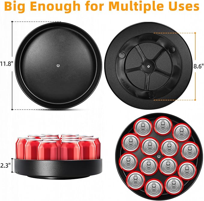 Metal Lazy Susan Organizer, 12 Inch Anti-Rust Turntable for Cabinet, Kitchen, Dining Table, Bathroom – Rotating Spice Rack, Spinner Storage, Round Carousel Organizer for Countertop Black