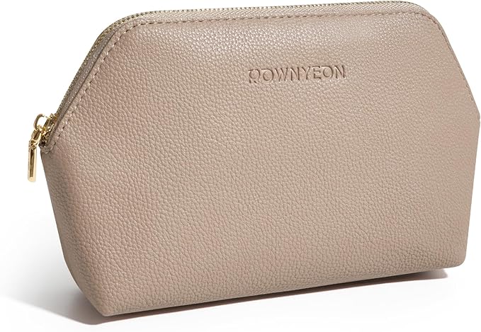 ROWNYEON Small Makeup Bag for Purse, Mini Portable Cosmetic Bags for Women, PU Leather Coin Purse Lipstick Cosmetic Accessories Organizer, Travel Makeup Pouch Zipper Pouch for Men Women