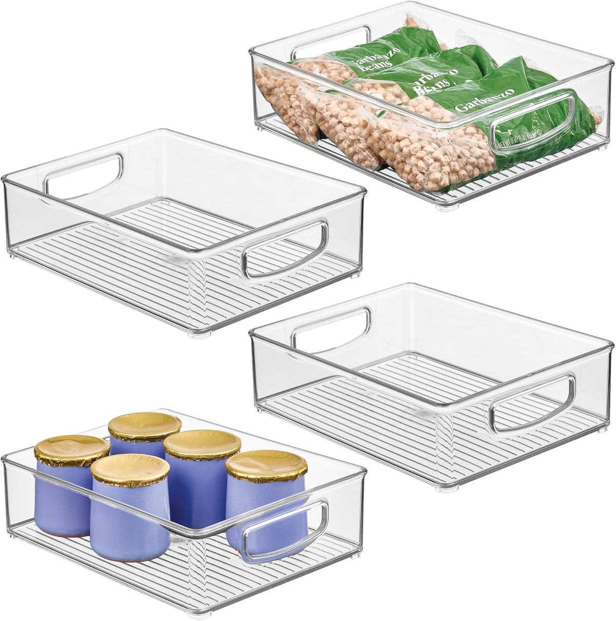 Plastic Stackable Pantry Bin, Set of 4, Clear