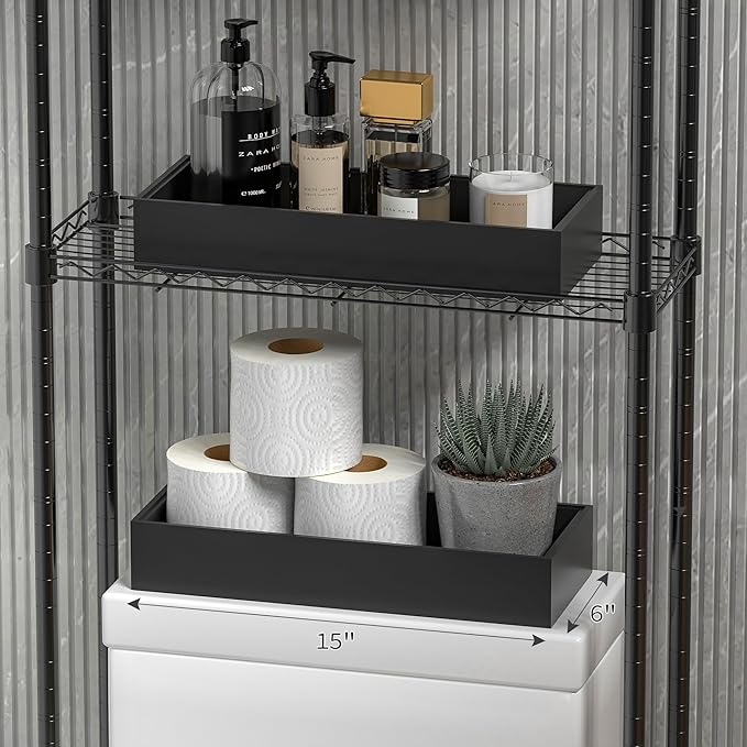 Kitchen Drawer Organizer Bins, Stackable Bamboo Drawer Organizer for Silverware, 2 Pcs Toilet Paper Basket Holder, Wood Bathroom Tray Countertop