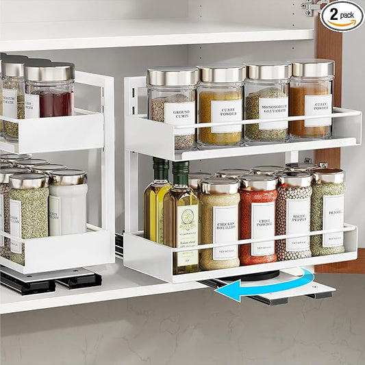 Spice Rack Organizer for Cabinet, White