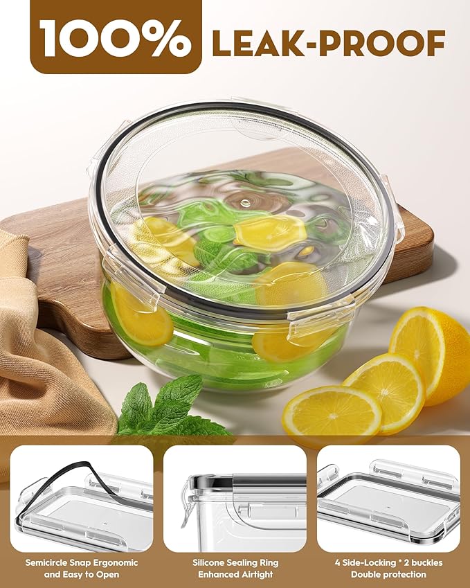 BiuLeon 40 PCS Food Storage Containers with Lids Airtight (20 Containers & 20 Lids), Leakproof Meal Prep for Kitchen Storage, BPA-free, Food-grade, Reusable, Microwave/Dishwasher Safe