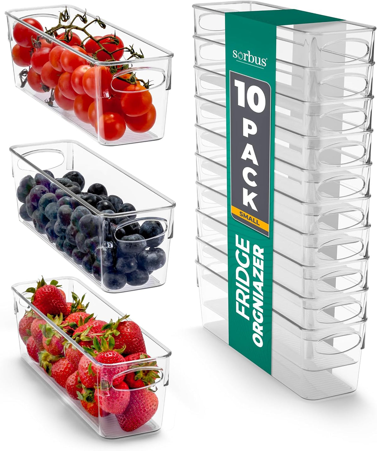 Fridge Organizers and Storage, Clear Bins (Small, 10 Pack)