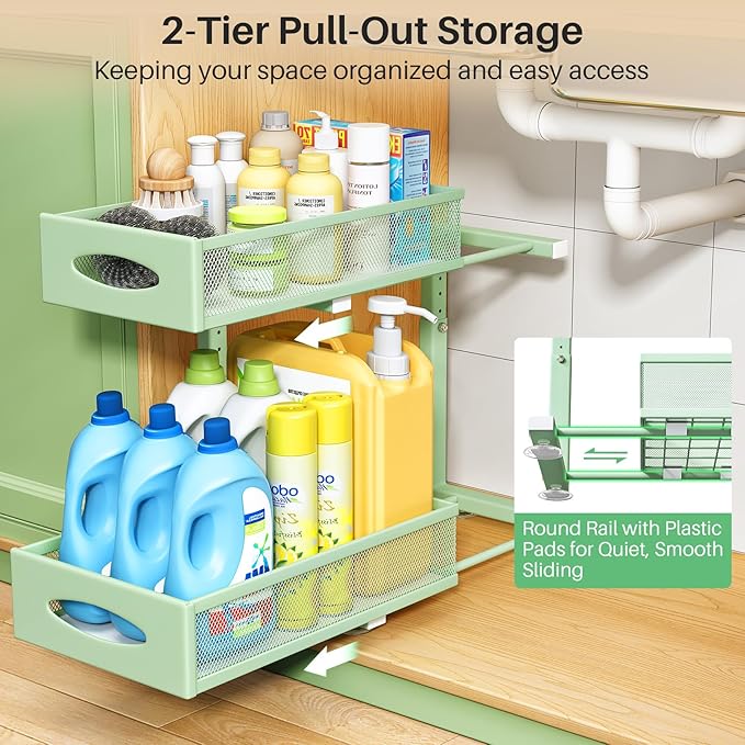 2 Pack Under Sink Organizer, Green