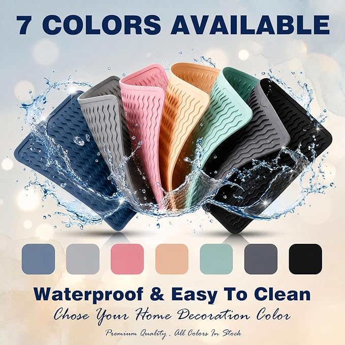 2 Pack Caketime Silicone Dish Drying Mat for Kitchen Counter Cooking Baking Liners Drawer Refrigerator Espresso Machine Station Utensil Holder Washer Trivets Oven Chef Gifts Extra Large 24"x18" Pink