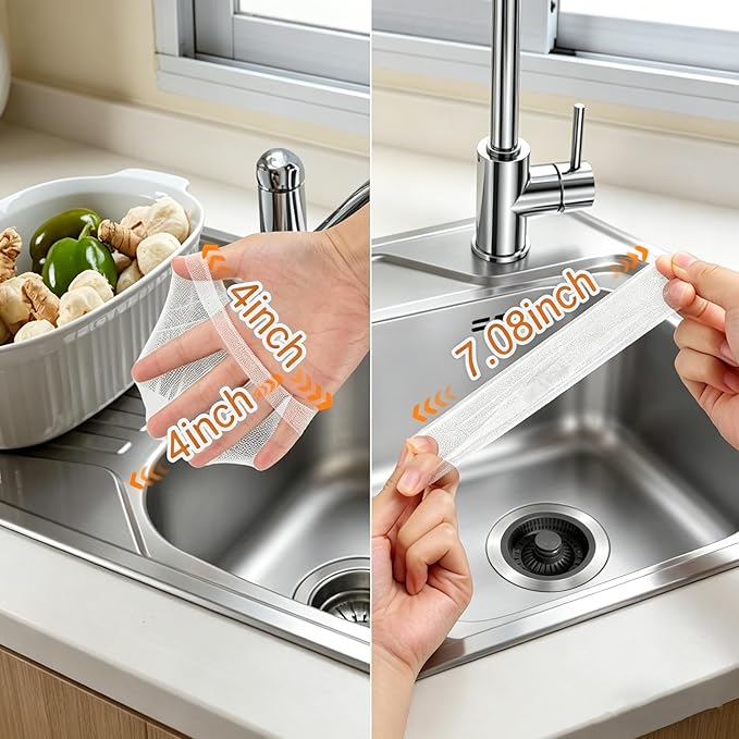 RAINFLOW 400 Pack Kitchen Sink Strainer Mesh Bag - Disposable Sink Drain Covers,Kitchen Essentials Sink Filter Nets, Anti-Clogging Sink Drain Strainer Collecting Leftovers, Hair, Debris