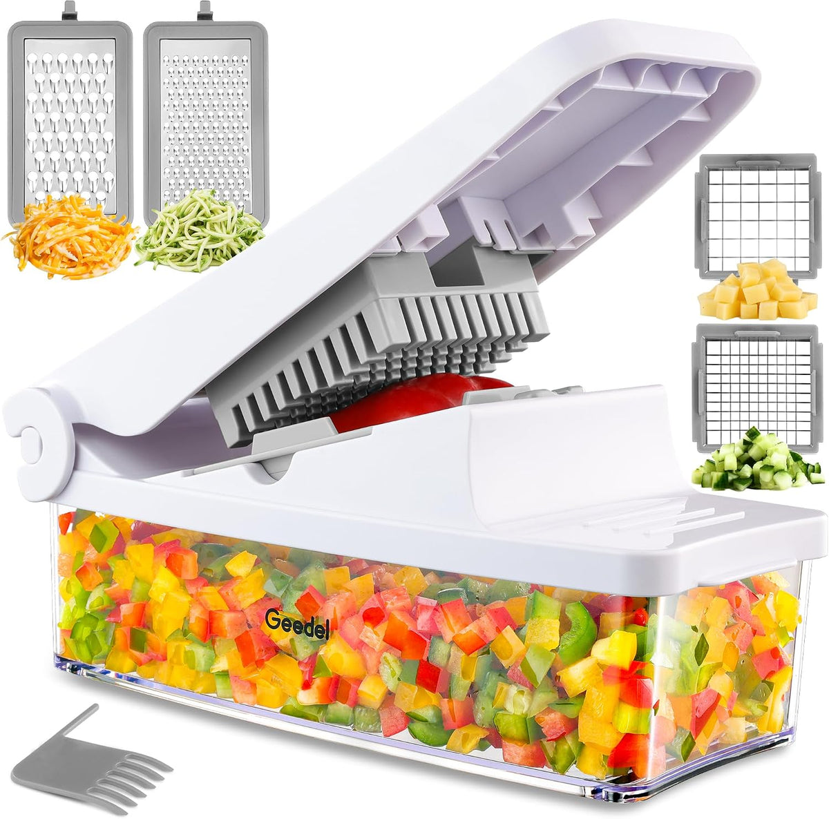 Vegetable Chopper with Container, 4 in 1 Food Chopper Veggie Slicer