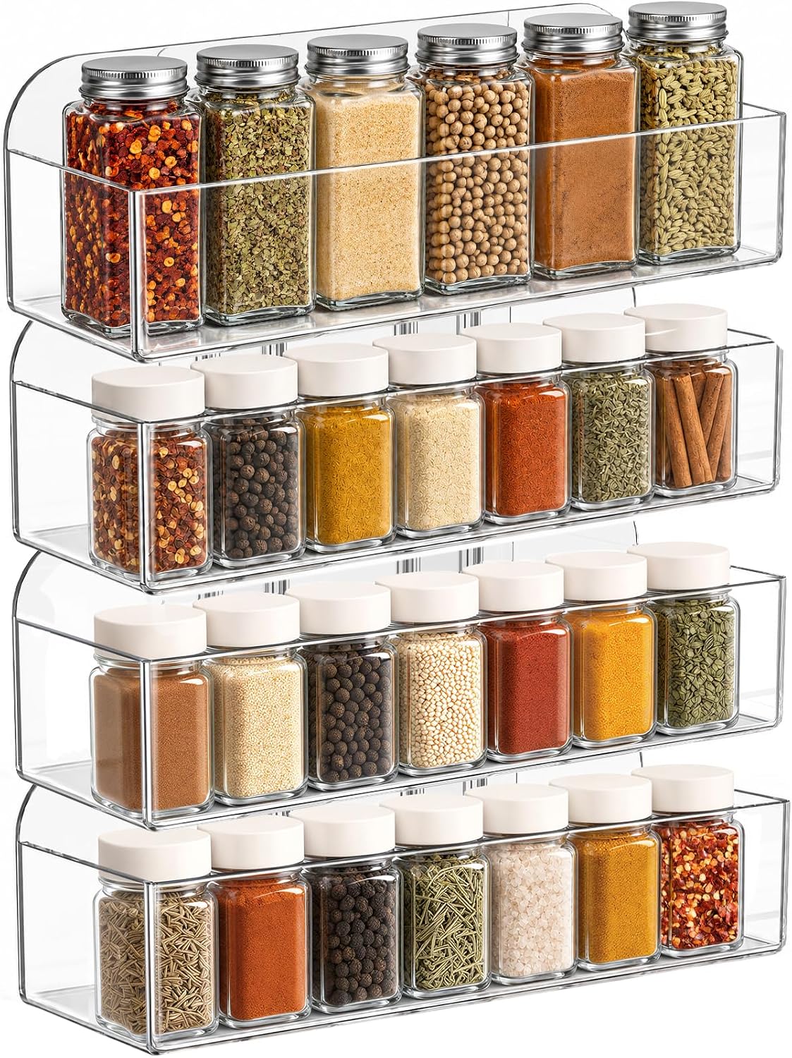 Spice Organizer for Cabinet, Spice Rack Storage Wall Mount, 4 Pack