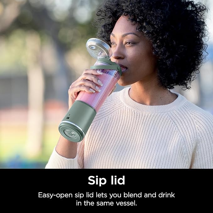 Ninja BC151EM Blast Portable Blender, Cordless, 18oz. Vessel, Personal Blender-for Shakes & Smoothies, BPA Free, Leakproof-Lid & Sip Spout, USB-C Rechargeable, Dishwasher Safe Parts, Forest Green (Renewed)