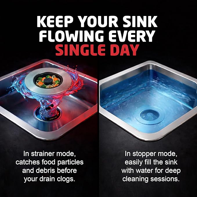 SinkShroom Kitchen Sink Drain Strainer, 2-in-1 Pop-Up Sink Stopper & Strainer with Removable Anti-Clog Basket, 304 Stainless Steel, Fits 3"-3.4" US Standard Drains, Easy Clean Food Catcher