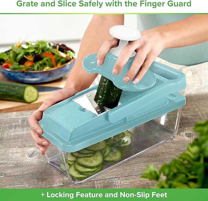 PrepNaturals Vegetable Chopper & Mandoline Slicer - 12 in 1, Blue/White