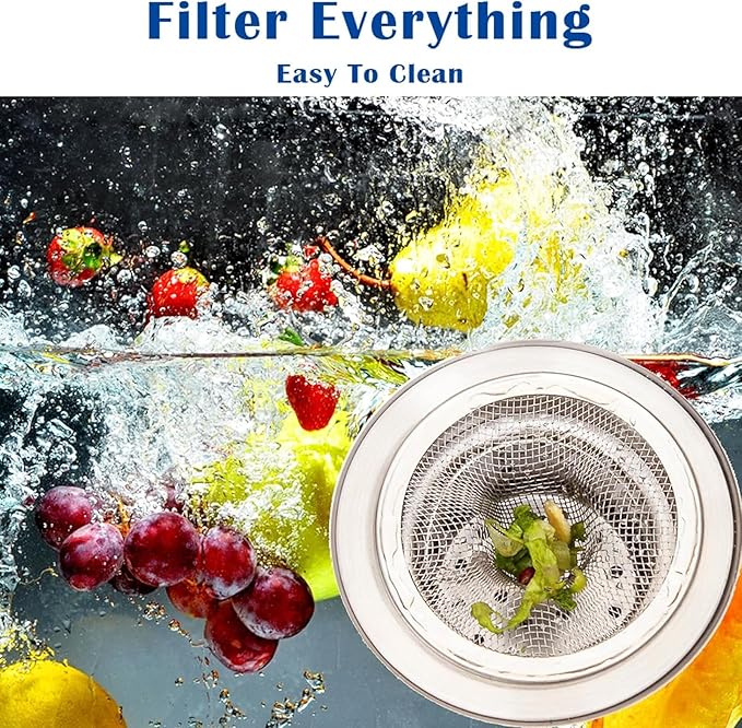 12 pcs Heavy Duty Stainless Steel Slop Basket Filter Trap, 2.75" Top / 1" Mesh Metal Sink Strainer,Perfect for Kitchen Sink/Bathroom Bathtub RV Wash Basin Floor Drain Balcony Drain Hole