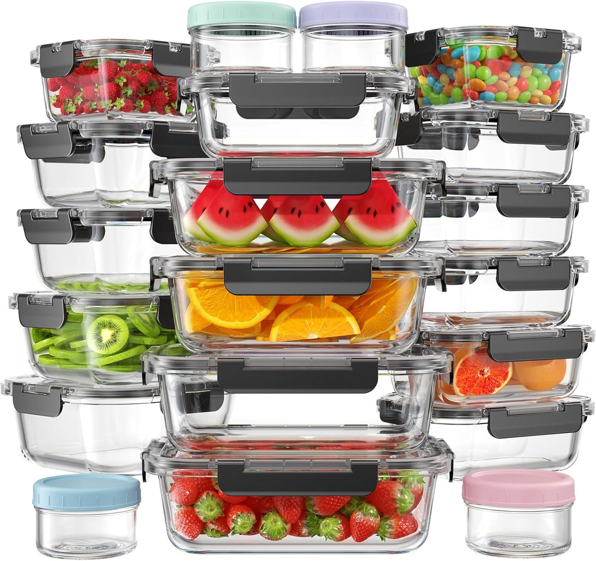 40 PCS Glass Food Storage Containers with Lids