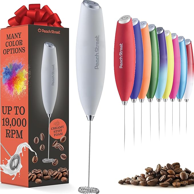 Powerful Handheld Milk Frother, Mini Milk Foamer, Battery Operated (Not included) Stainless Steel Drink Mixer for Coffee, Lattes, Cappuccino, Frappe, Matcha, Hot Chocolate.