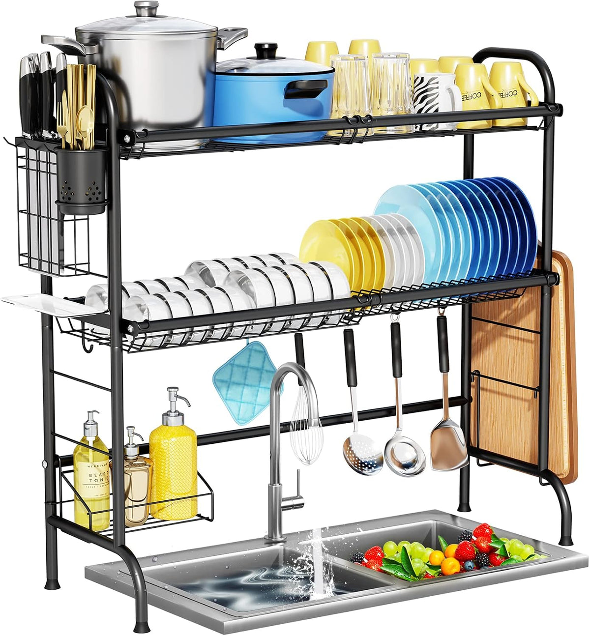 3-Tier Over The Sink Dish Drying Rack,Stainless Steel Dish Rack