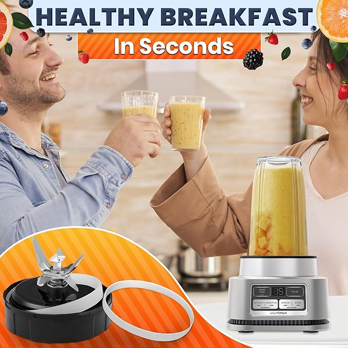 Replacement Blade for Ninja Blender – Compatible with Foodi Power Blender SS100 SS101 SS101C SS150 SS151 SS300 SS350 SS351 SS351TGT CO351B CO101B – Stainless Steel Replacement Blades 7 Fin Male 3.9"