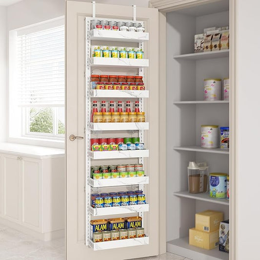 BUKFEN 8-Tier Over the Door Pantry Organizer, 2-in-1 Door Hanging or Wall Mounted Spice Rack