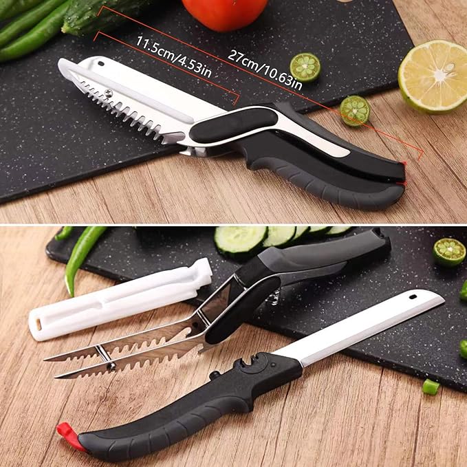 Vegetable Slicer Cutter Kitchen Cutting Board Scissors Knife Comb for Food,Veggie,Fruit,Meat,Salad,Carrot,Potato,Tomato,Melons,Easy Use and Dishwasher Safe Tomato Knife