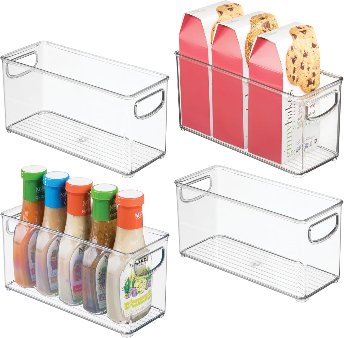 Slim Clear Plastic Stackable Storage Bin, Tall Narrow, 4-Pack