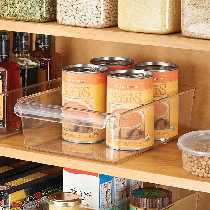 iDesign Fridge Storage Bin with Handle - Fridge Tray for Cheeses and Snacks - Set of 4 - Clear