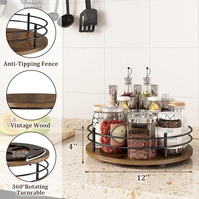 12" Lazy Susan Turntable Organizer, Heightened Version,Round