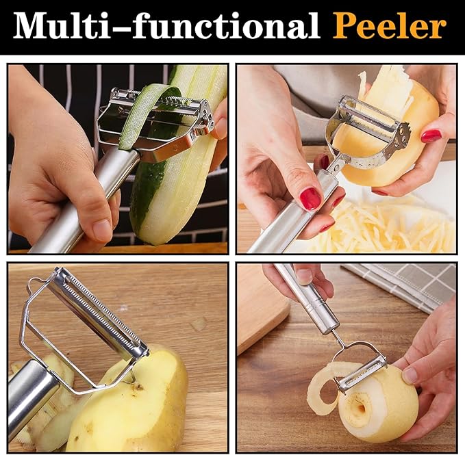Vegetable Peeler, Multifunction Potato Peelers Stainless Steel Julienne Peeler for Carrots Potatoes Cucumber Squash Melons Fruit