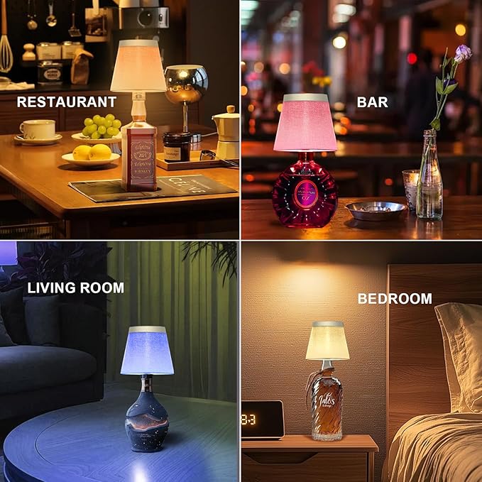 Wireless Bottle Lamp,Small Bedside Table Lamp,RGB LED Bottle Light with Remote Dimmable(RGB Gold, 1pc)