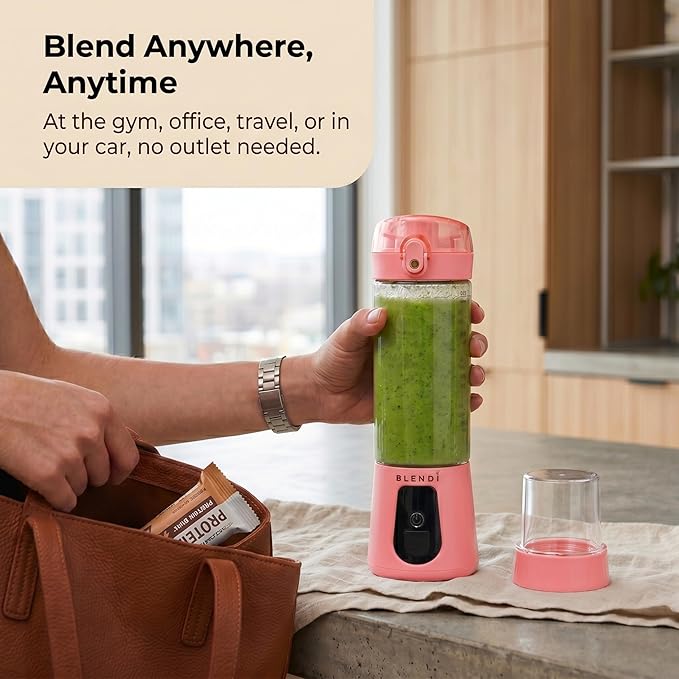 BLENDi Pro+ Portable Blender (17.5oz, Blush) – Upgraded 120W Motor, USB-C Rechargeable, Cordless Personal Blender – BPA-Free, Self-Cleaning, Travel-Friendly New 2025 Model