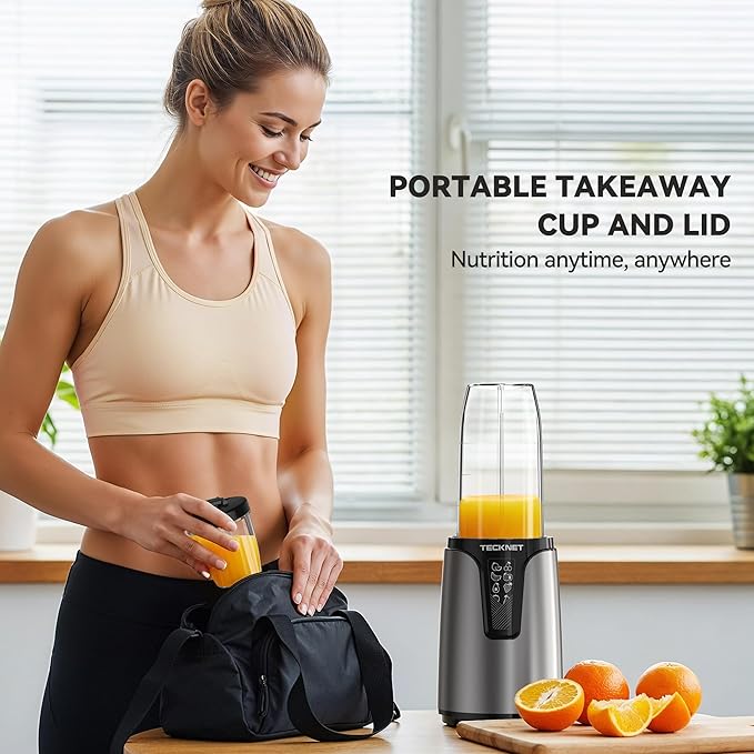 TECKNET 25000RPM Personal Blender, 1000W Smoothie Blender, Portable Small Blenders, Self-Clean Smoothie Maker, Mixer Grinder Combo - Protein Shakes, Puree & Coffee Grind, BPA-Free To-Go Cups 17oz&10oz