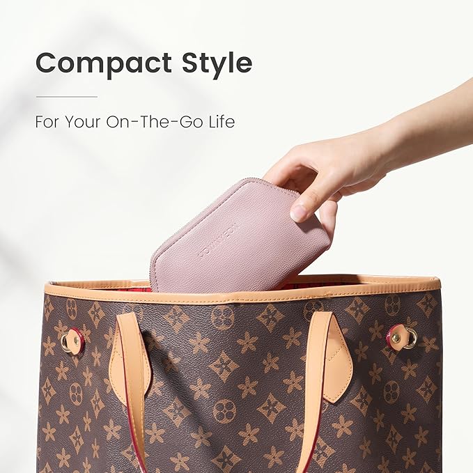 ROWNYEON Small Makeup Bag for Purse, Mini Portable Cosmetic Bags for Women, PU Leather Coin Purse Lipstick Cosmetic Accessories Organizer, Travel Makeup Pouch Zipper Pouch for Men Women