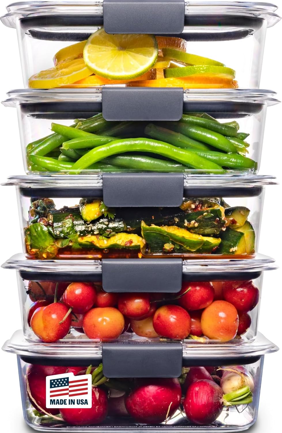 Brilliance Tritan Plastic Food Storage Containers BPA Free Airtight Lids Ideal for Lunch Meal Prep & Leftovers Set of 5 (3.2 Cup)