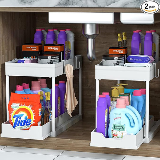 2 Pack Under Sink Organizer, White 2 Pack