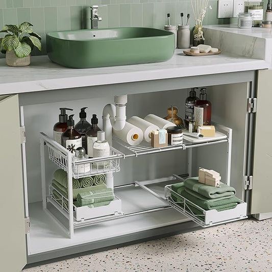 Under Sink Organizers and Storage, Kitchen Cabinet Organizer, White