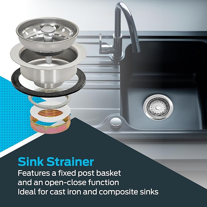 EZ-FLO Kitchen Sink Strainer with Die-Cast Slip-Joint Nut, Fits 3-1/2 to 4 Inch Openings, Stainless Steel, 30001