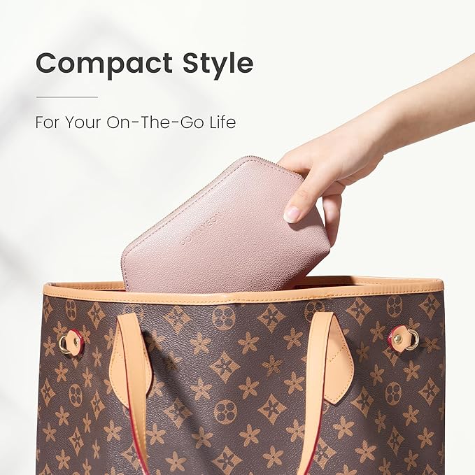 ROWNYEON Small Makeup Bag for Purse, Mini Portable Cosmetic Bags for Women, PU Leather Coin Purse Lipstick Cosmetic Accessories Organizer, Travel Makeup Pouch Zipper Pouch for Men Women
