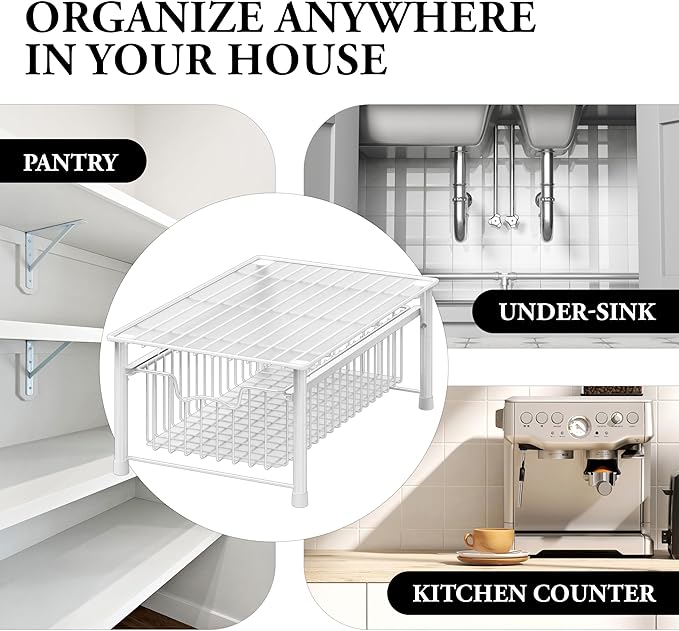 Simple Houseware Stackable Basket Drawer, White