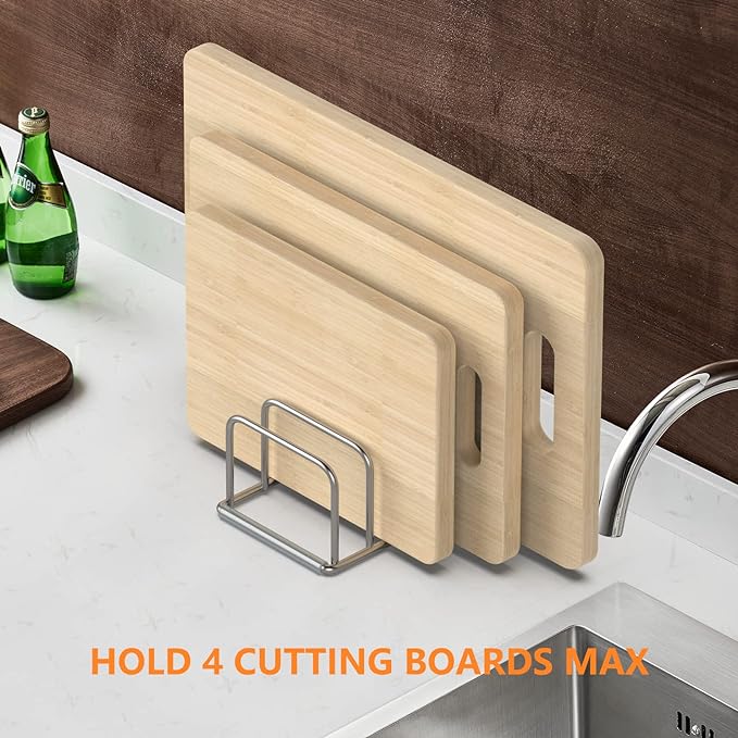 KORRTFID Cutting Board Holder, 2PSC Cutting Board Organizer Rack, 304 Stainless Steel Cookie Sheet Baking Pan and Tray Organizer for Kitchen Cabinet and Pantry Storage (1.0 Inch Width Slots)