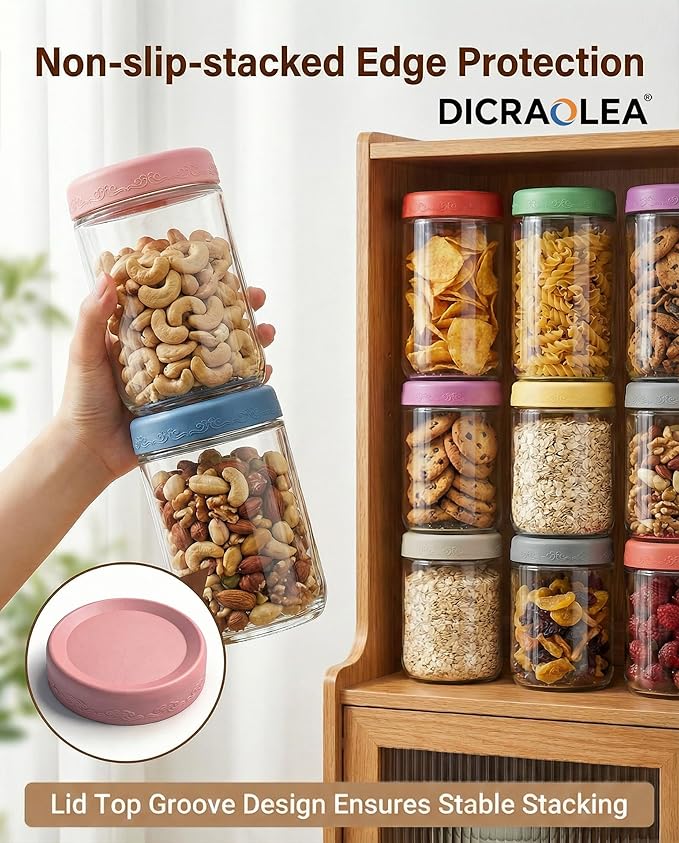 18oz 4Pack Glass Overnight Oats Jars Containers with Airtight Leakproof Lids, Reusable Mason Jars for Meal Prep, Yogurt Parfaits, Smoothies, Salads & Healthy Breakfasts (18 OZ-4-1)
