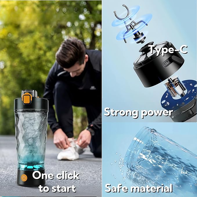 Self electric Stirring Cup with powder box Protein Shake Bottle Portable sports Mug Lightweight large capacity Cup (White)