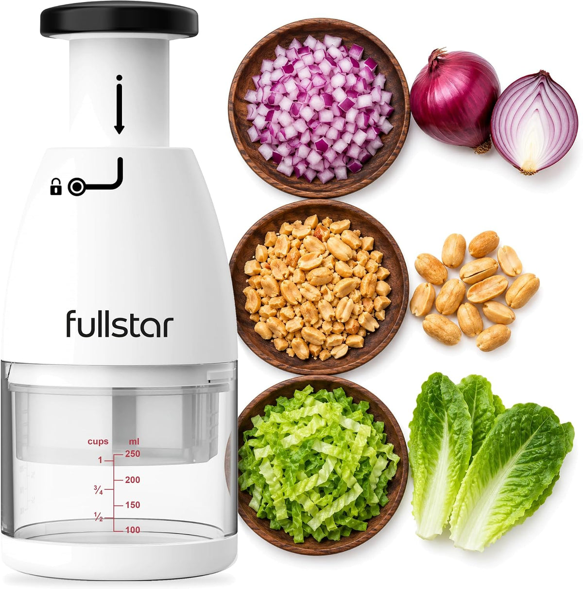 Hand Chopper, Manual Vegetable & Onion Chopper, 1 Cup Container