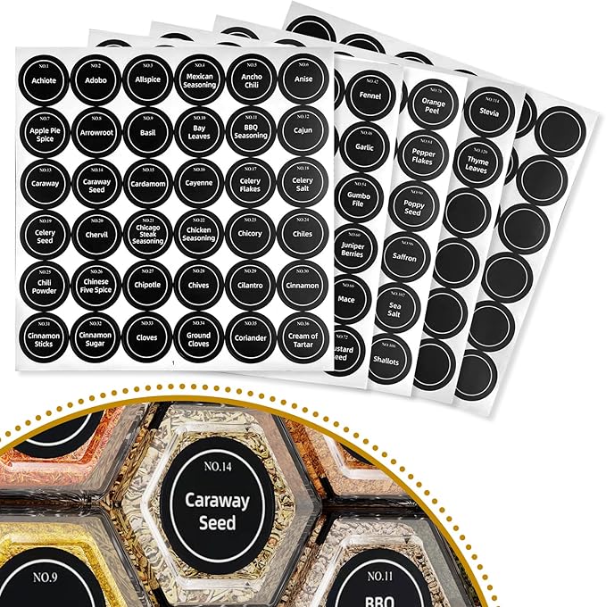 vetacsion set of 12 magnetic glass spice tins with 180 seasoning label stickers